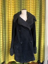 VITNAGE 90s LIP SERVICE Black Velvet  Faux Fur Trim Double Breast Coat L