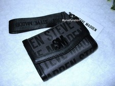 Steve Madden Black Gray Logo Wallet  Wrist Strap - Magnetic Snap Closure NEW