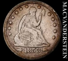 1853 Seated Liberty Quarter - Scarce  Semi-key  Better Date  No Reserve  #L4524
