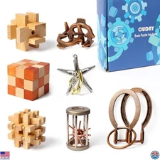 7 Mind-Bending Puzzles Set - 7 Interlocking Brain Teasers for Adults & Kids