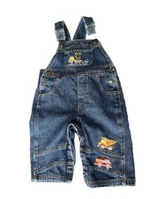 Vintage Small Steps Boys 12 Months Denim Overalls Construction Dump Fire Truck