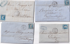 🦬 Lot de 4 Lettres avec N°22 - 20 c Bleu Empire - Différentes oblitérations🦬