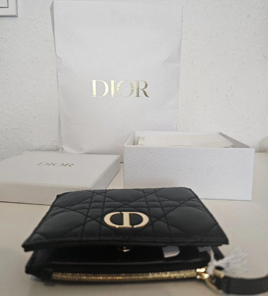 Dior, Caro Dahlia Portemonnaie, Kalbsleder Geldbörse Kartenfächer - Bild 1 von 4