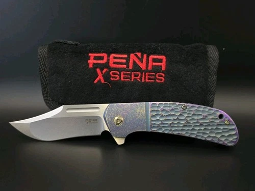 Pena Knives X-Series Lanny's Clip Flipper Knife Jigged Ti (3.25" Stonewash)
