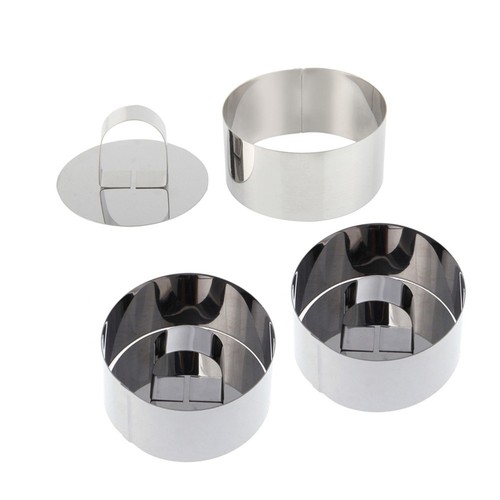 4 Pezzi Anelli da Forno Rotondi Acciaio Inox Stampo per Mousse Forniture per Torte Strumento per Fare - Foto 2 di 12
