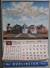1965 Burlington Route Railroad Complete Calendar Train/Locomotives Southwest
