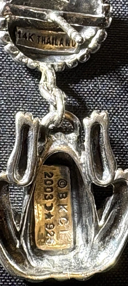 Barry Kieselstein Cord Sterling Silver 925 & 14K Gold Frog and Flower Earrings - Image 4 of 4