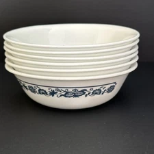 Vtg Corelle by Corning Old Town Blue Onion 6.25” Cereal Soup Bowls Set of 6 USA