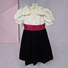 Vintage Jessica McClintock Gunne Sax Girls Dress 4 Ivory Jacquard Black Velvet