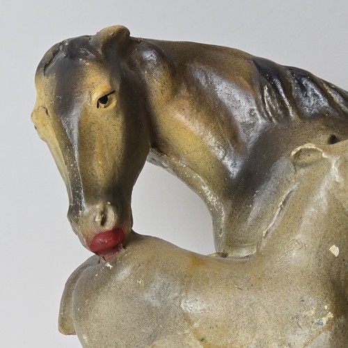 Vintage 1940s Chalkware Horse, Foal Figurine Supreme Art Novelty Milwaukee Decor - Picture 2 of 24