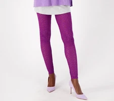 LOGO by Lori Goldstein Layers Regular Stretch Lace Leggings Sparkling Grape 3X N