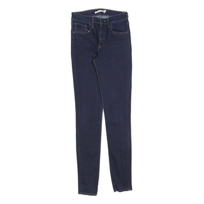 LEVI'S 721 Damen Slim Jeans Blau Stretch Denim W27 L32 Reißverschluss