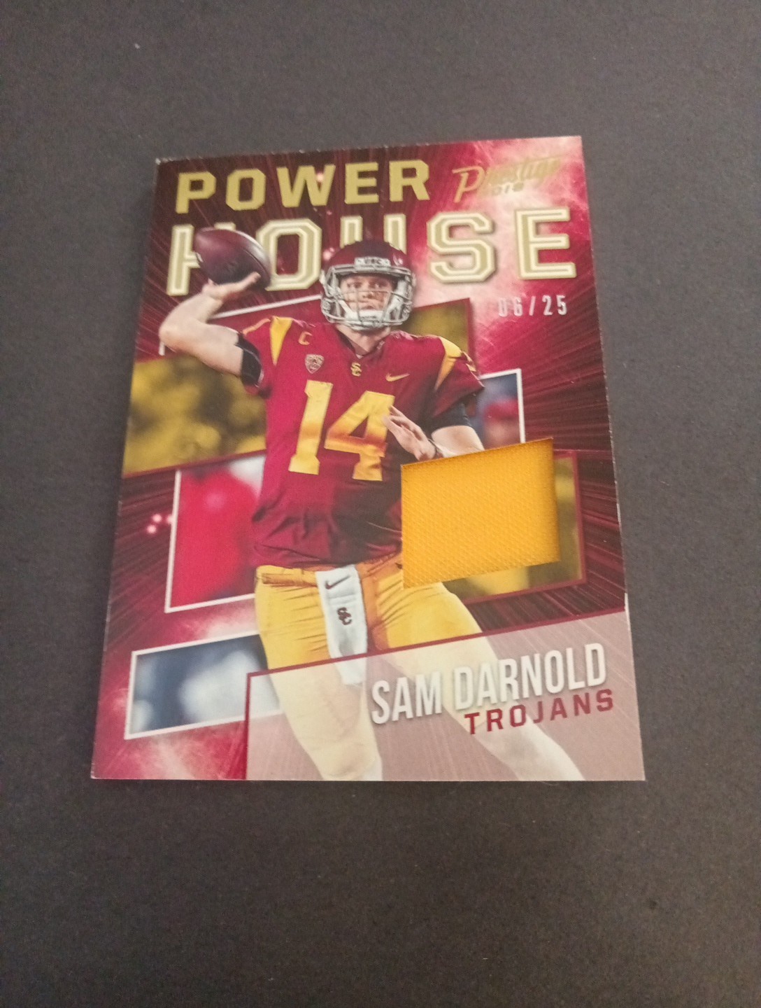 2018 Prestige #PH-SD Sam Darnold Power House Jersey Card # 06/25 Rookie Card USC