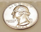 1961 Brilliant Uncirculated  Quarter 90%   Blazing Cartwheel Luster #1210 ~ 10
