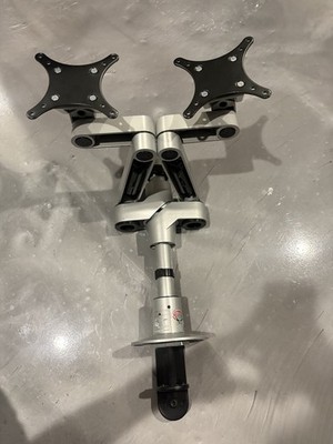 Dual Monitor Desk Mount VESA Clamp Stand Tilt Rotate Silver/Black