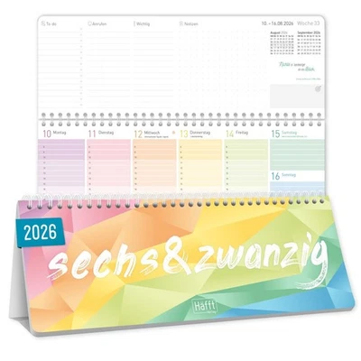 HÄFFT-VERLAG GMBH Tischkalender 2026 mit Aufsteller / Rainbow / Häfft-Verlag