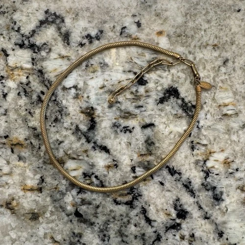 Miriam Haskell Vintage Signed Stamped Snake Chain Necklace Gold Tone Jewelry