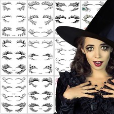 38 Pairs Halloween Face Eye Shadow Tattoo Stickers Eyeliner Decals Spider Web...