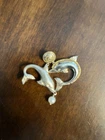 Vintage Dolphin Pair Silver / Gold Tone Pendant and size 7 dolphin ring