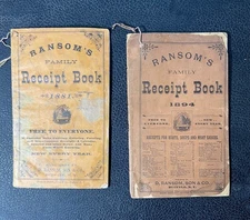 Lot of 2. Ransom's Family Receipt Books. 1881 and 1894.