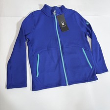 Spyder Fleece Jacket Kids XL 18 Blue Full Zip Ski Midlayer Pockets Outdoor