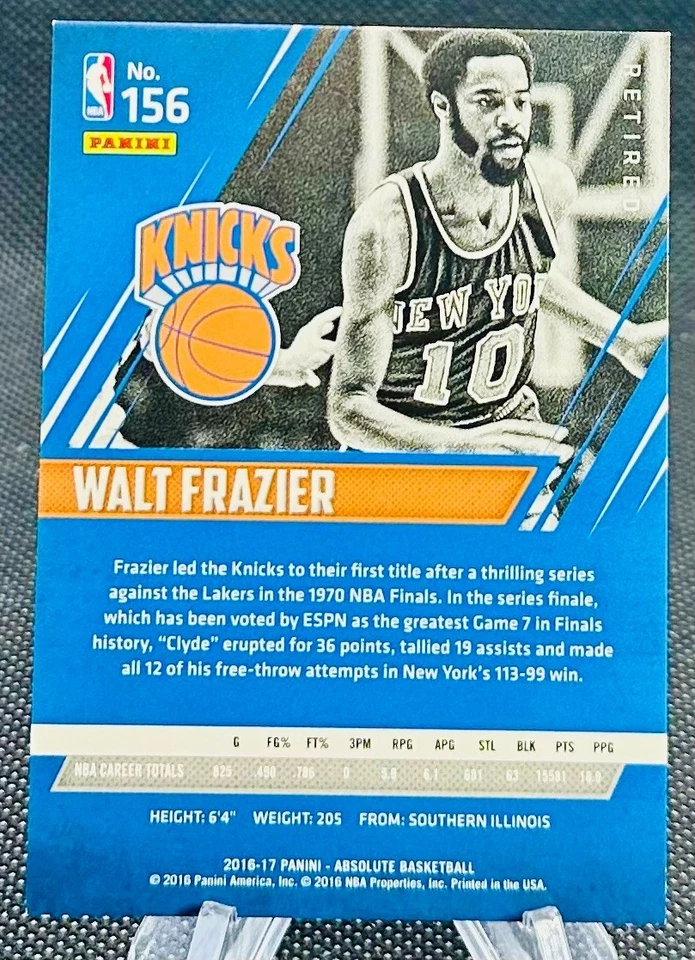 2016-17 Panini Absolute Retired Legends Walt Frazier Knicks #156 #'d 803/999 - Image 2 of 2