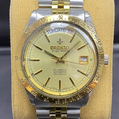 #ad RARE Pronto Tropic Master President Automatic Day Date Men#x27;s Watch Vintage $297.00