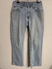 Carhartt Women  s Relaxed Fit Straight Leg Blue Jeans Size 2x30 - Distressed