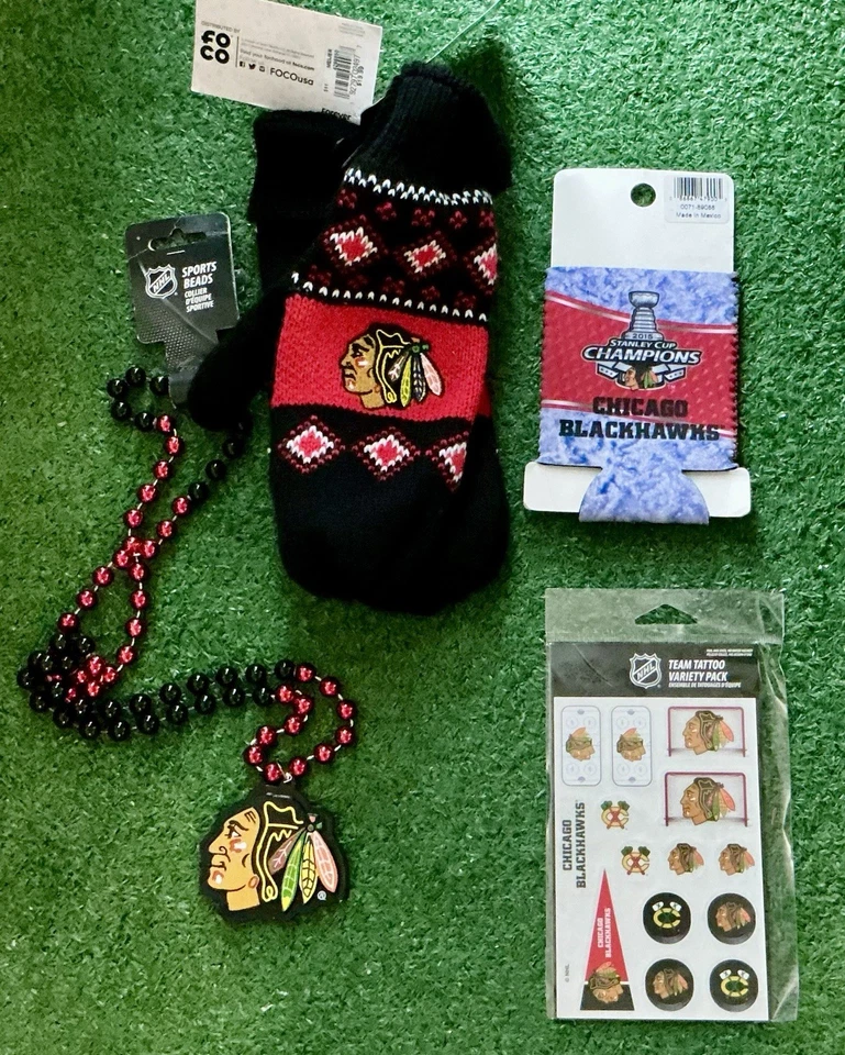 Chicago Blackhawks (13) Artículos Camión Frasco Gafas Mitones Imán de Santa Nuevo con Etiquetas Foto 2 de 4