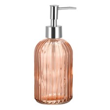 13.5Oz Glass Dish Hand Soap Dispenser with Pump for Kitchen Bathroom, Orange