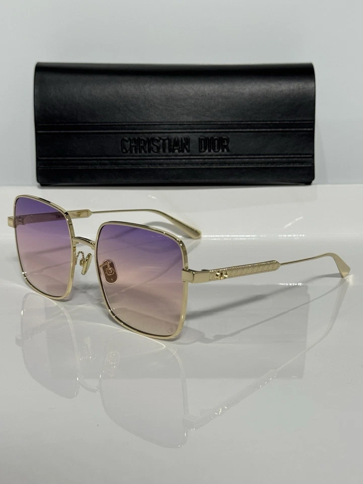 Gafas de sol Dior Cannage S1U B0G2 brillantes doradas cuadradas de metal para mujer púrpura/rosa Foto 2 de 4