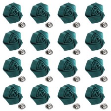 16 Pcs Rose Lapel Pin, 2 Inch Men's Flower Boutonnieres, Dark Green