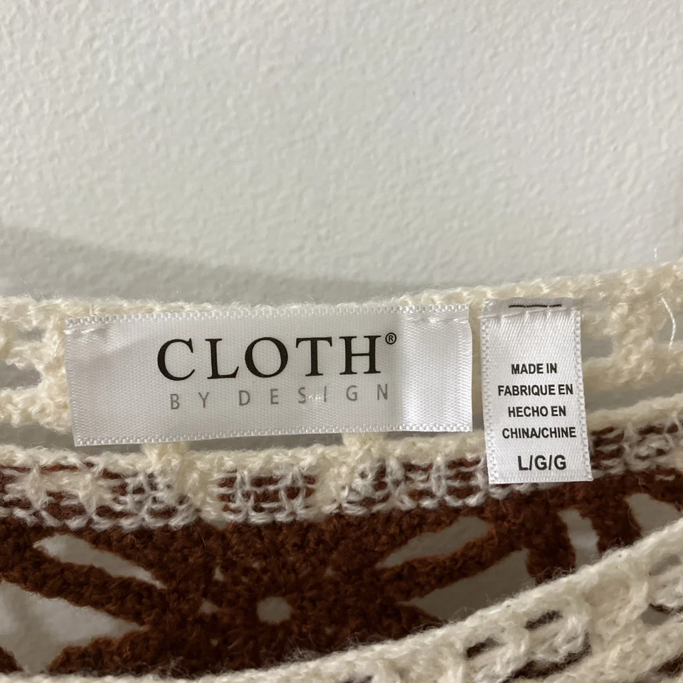 Suéter Recortado Transparente Tela Por Diseño Y2K Crochet Marrón Crema Floral Grande Foto 3 de 4