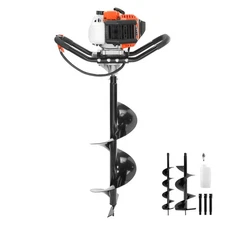 Post Hole Digger 52cc Gas Powered Earth Digger 2 Auger Drill Bit 6" & 10"