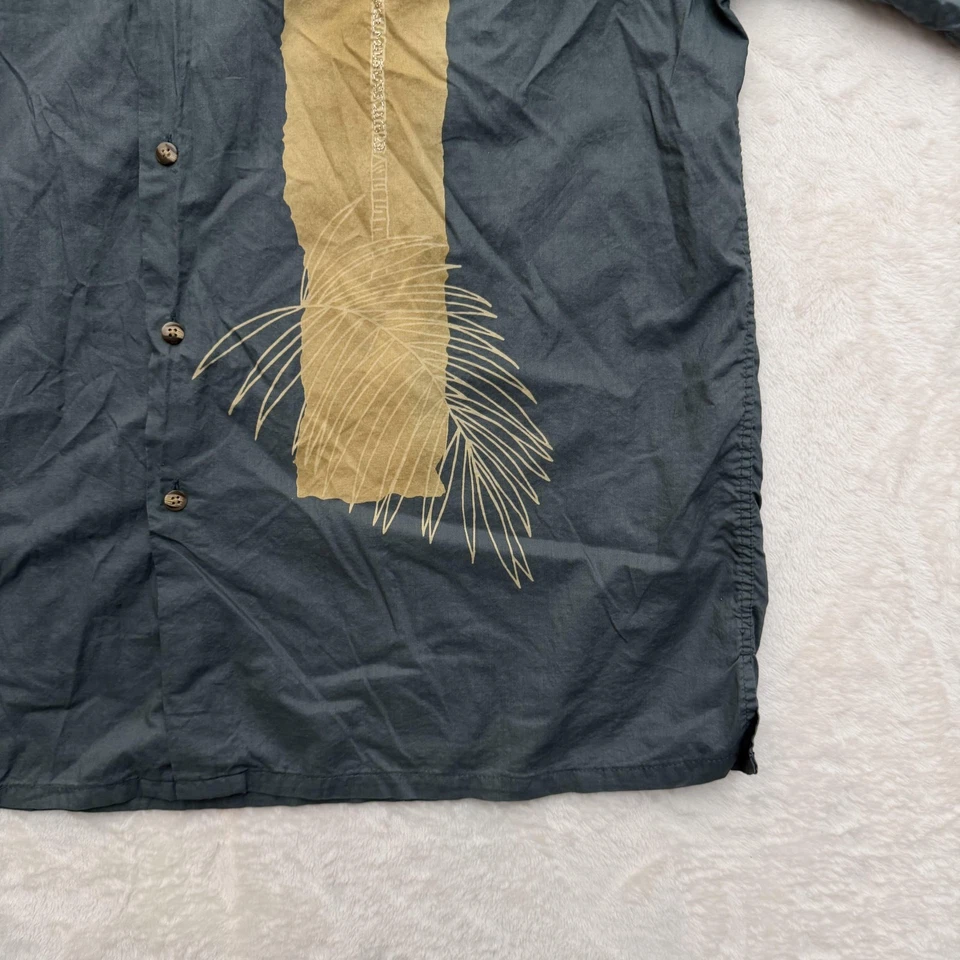 竹制 Cay 衬衫男式特大号石板灰色夏威夷棉树刺绣 — 第 4/4 张图片