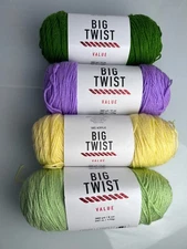 Mixed Lot Big Twist Acrylic Yarn - 4 Skeins Mixed 380 yds