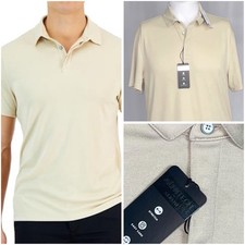 Alfani Polo Shirt Men Small Beige Performance Stretch Moisture Wicking New NWT