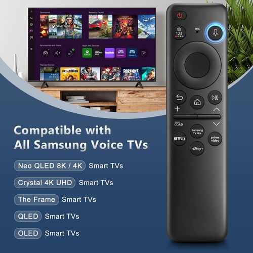 Rechargeable Voice Remote for Samsung OLED Neo QLED Crystal UHD Frame Solar C... - Picture 3 of 9