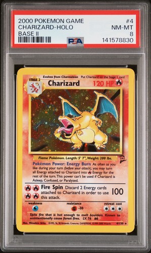 Charizard Holo 4 Game Base II Pokemon PSA 8 *830