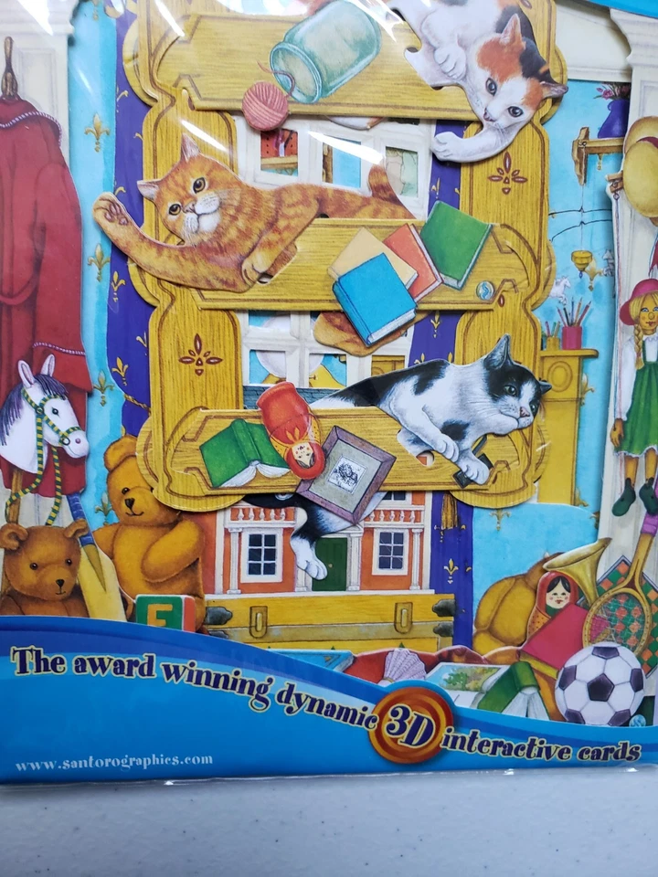 Vtg Swing Cards  LOT 3-D Santoro Graphics Cats cat kitty  Greeting Card AK - Image 4 of 4