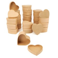 Bulk Buy of 24 Paper Mache 3" Heart Shaped Boxes with Lids