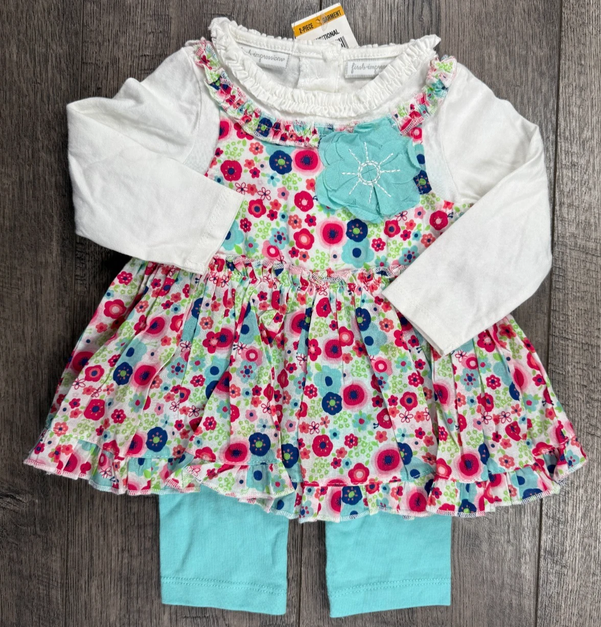 Baby Girl Clothes New First Impressions 0-3 Month 2pc Floral Outfit