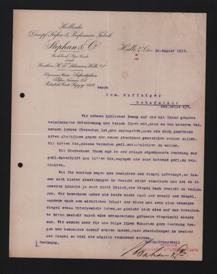 HALLE/SAALE, Brief 1912, Stephan & Co. Seifen-Parfümerie-Fabrik