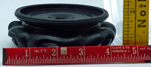 Vintage Chinese Carved Wood Vase / Bowl Wooden Display Stand 3 3/8”. Nice Design - Picture 8 of 8