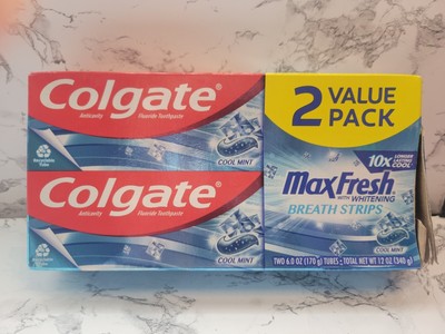 COLGATE Toothpaste Max Fresh w/Whitening Cool MINT 6 oz each 2 Pack Sealed