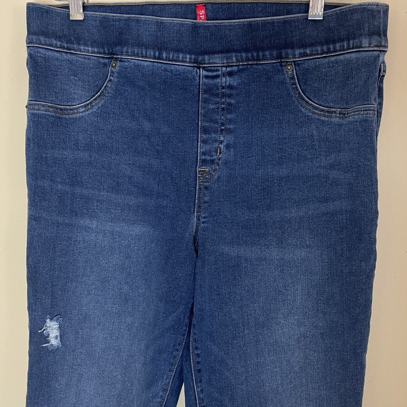 Spanx Jeggings XL Distressed Raw Released Hem Pull On Stretch