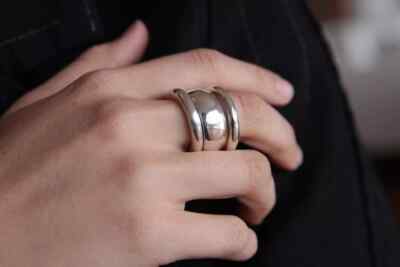 Dome Chunky Set of 3 Ring Statement Ring 925 Sterling Silver Handmade All Size