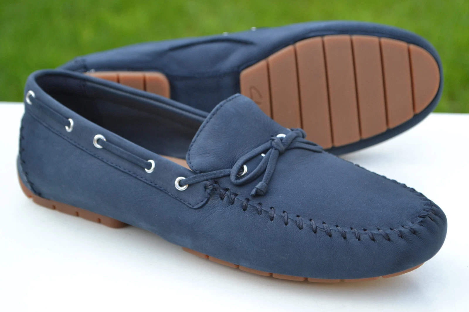 Clarks nuove con scatola scarpe basse da donna C MOCC TIE nabuk blu navy UK 6 EU 39 5