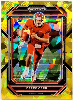 2023 Panini Prizm Draft Picks Gold Cracked Ice Exclusive Derek Carr #29