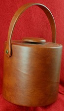 Rzadkie vintage połowa wieku nowoczesne KRAFTWARE brązowe winylowe wiadro na lody barware wygląd